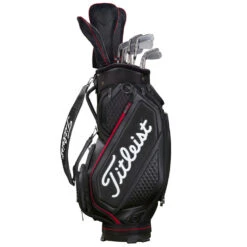 Titleist Jet Black Midsize Staff Golf Cart Bag -Golf Gear Sales 2020jetblackmidsizestaffcartbagblackred4