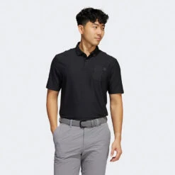 Adidas Go-To Golf Polo Shirt 9 Adidas Go-To Golf Polo Shirt -Golf Gear Sales Adidas AW22 Go To Primegreen Polo Shirt HA6114 SHADI683 Black Model 1