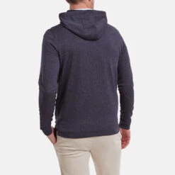FootJoy Lightweight Golf Hoodie 11 FootJoy Lightweight Golf Hoodie -Golf Gear Sales FootJoy SS22 Lightweight Golf Hoodie Heather Navy 88448 model 3