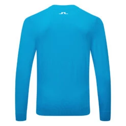 J.Lindeberg Gus Golf Sweater -Golf Gear Sales J.Lindeberg SS22 Gus Sweater GMKW04726 O253 Code SWLIN075 M Blue Danube Back