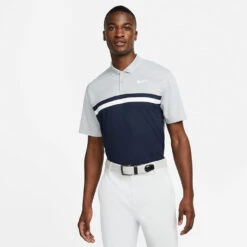 Nike Dry Victory Colourblock Golf Polo Shirt 9 Nike Dry Victory Colourblock Golf Polo Shirt -Golf Gear Sales Nike SS22 Dry Victory Colourblock Golf Polo Shirt DH0845 077 M Smoke Grey Obsidian White model 1