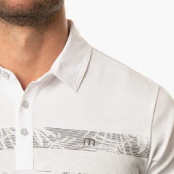 TravisMathew Activate Golf Polo Shirt 10 TravisMathew Activate Golf Polo Shirt -Golf Gear Sales Travis Mathew SS21 Activate Golf Polo Shirt 1MW440 SHTRA055 XL White Model 2