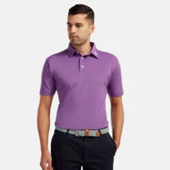 FootJoy Stretch Pique Solid Golf Polo Shirt -Golf Gear Sales footjoy pique ss shirt ath 91820 purple Model 1